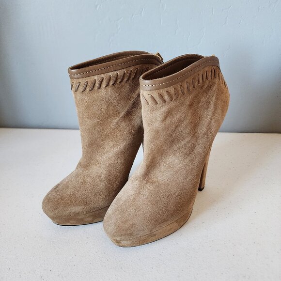 Jimmy Choo Tan Suede Booties "EUC" - Picture 2 of 16